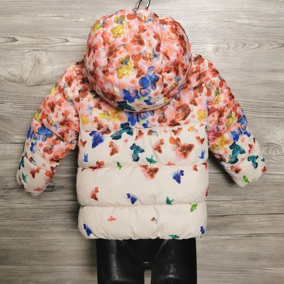 18-24 MON ZARA BabyGirl Collection, Floral Hooded Puffer Jacket VGUC - Picture 4 of 6